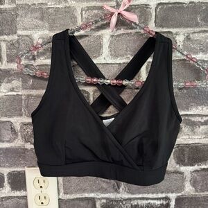 TomboyX sports bra black cross over